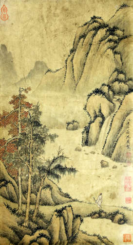 Chinese Painting Of Landscape On Silk By Shen Zhou