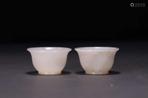A Pair Hetian Jade Cups