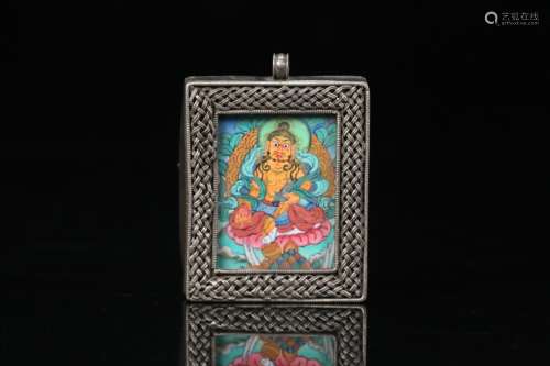 A Tibetan Figure Silver Box
