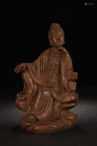 A Bamboo Carved Guanyin Statue