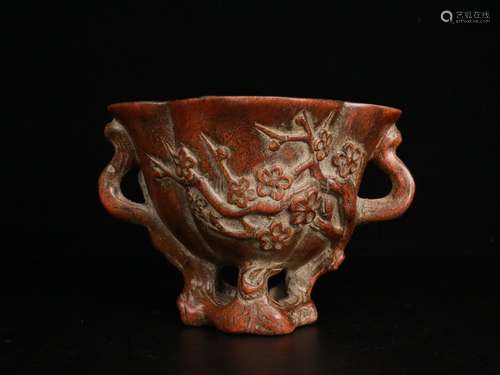 An Agarwood Floral Pattern Cup