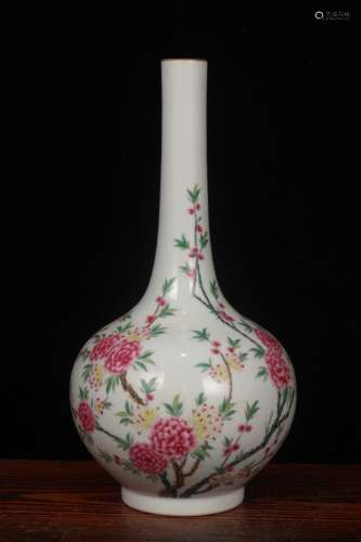 A Famille Rose Vase with Qing-KangXi Mark