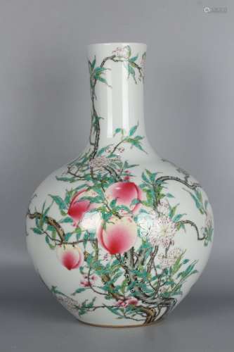 A Famille Rose Vase with Qing-Qianlong Mark
