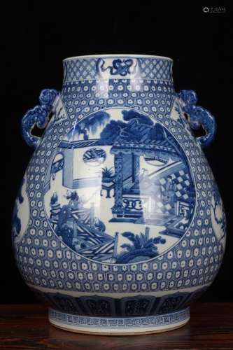 A Figure Blue and White with Qing-KangXi Mark