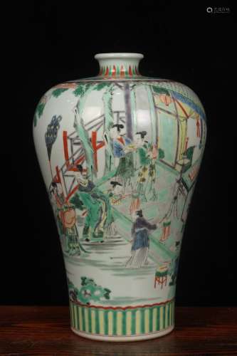 A Figure-Story GuCai Vase with Qing-KangXi Mark