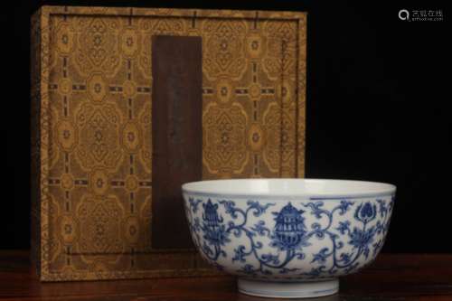 A Blue and White Lotus Bowl with Ming-ChenHua Mark