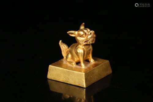 A Bronze Gilding Beast Seal