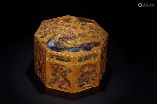 A Gold Gilding Cover Crane Box