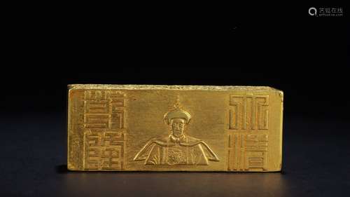 A Gold Gilded Bronze Brick