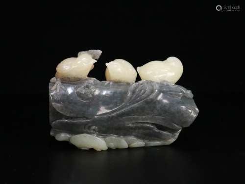 A Hetian Jade Blue and White Ornament