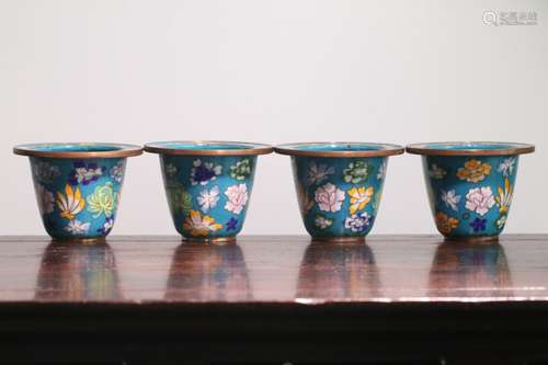 A Set Enamel Cloisonne Pots