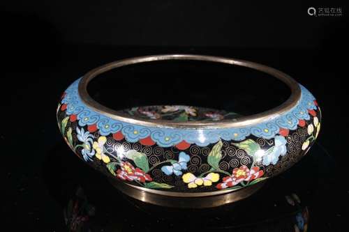 Cloisonne Enamel Floral Brush Washer