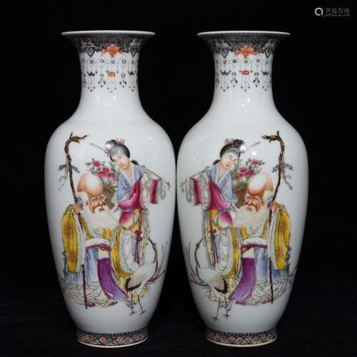 Famille Rose Floral Bird Pattern Vase