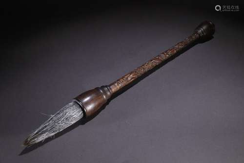 Agarwood Brush with Arhat Carving