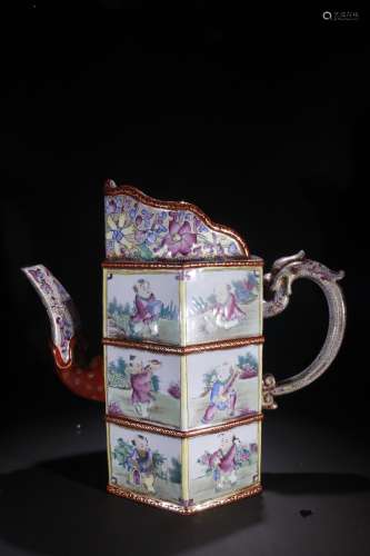 Zisha Enameled Teapot, Qianlong-Yuzhi Mark