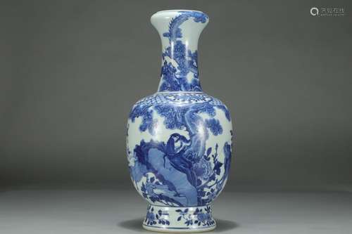 Blue and White Beast Pattern Garlic Vase