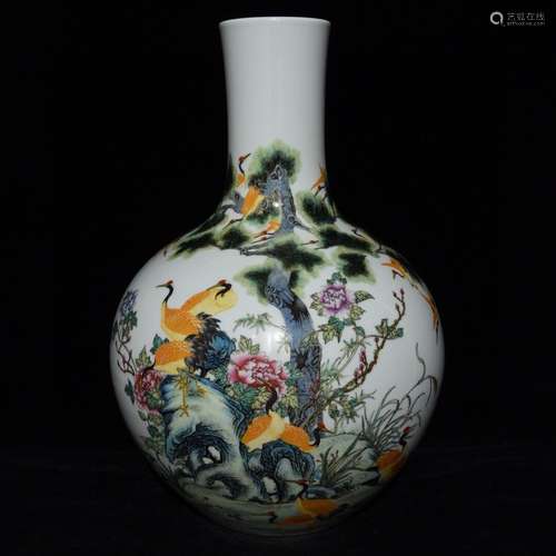 Famille Rose Bottle Vase