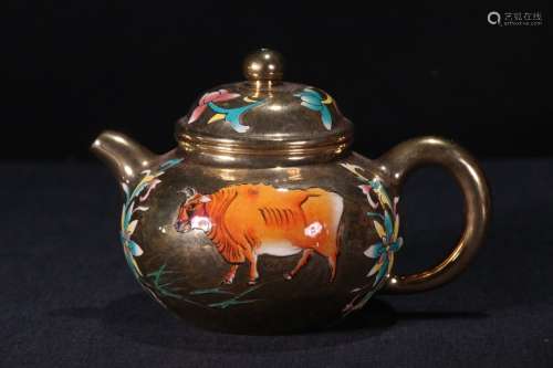 Gilt Zisha Teapot