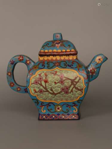 Zisha Enameled Teapot, Kangxi-Yuzhi-Mark