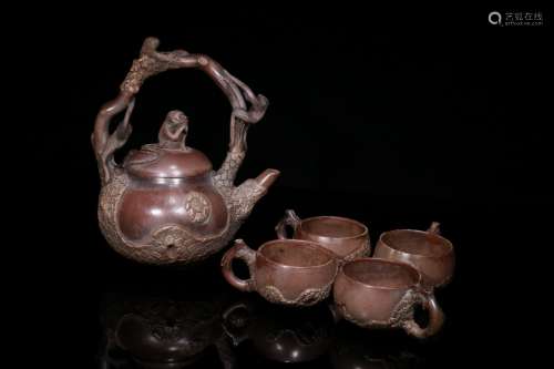A Set of Zisha Teapot and Tea-Cups