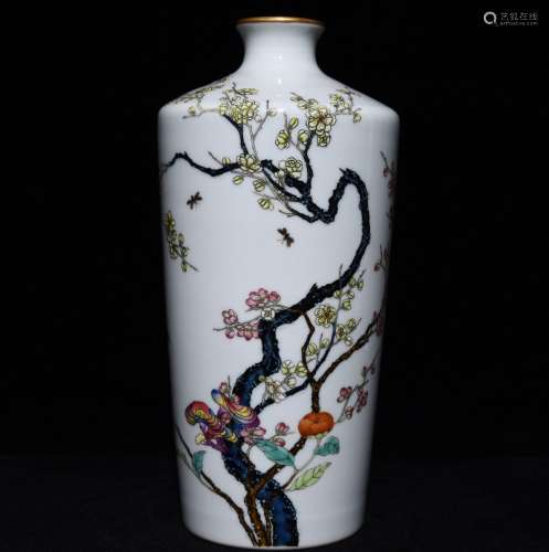 Famille Rose Floral Meiping Vase
