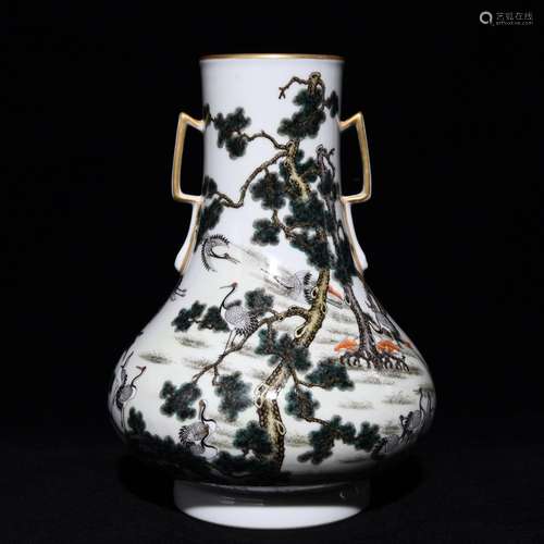 Famille Rose Double Ears Vase