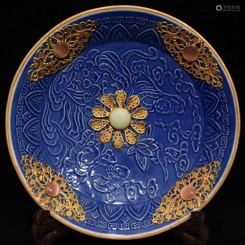 Ding Kiln Gilt Embeded Gems Plate