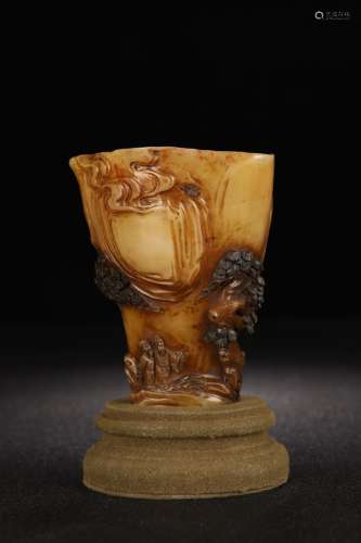 Shoushan Tianhuang Stone Figure-Story Cup Shaped Ornament