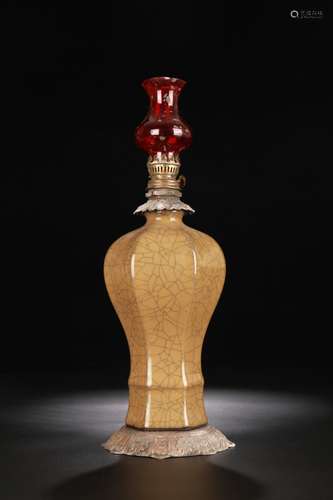 Porcelain Embeded Bronze Bottle Shaped Lamp