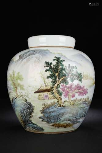 Famille Rose Jar with Lid