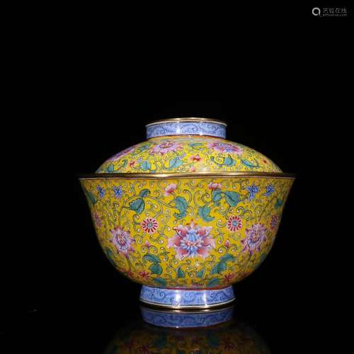 Gilt Enameled Floral Bowl