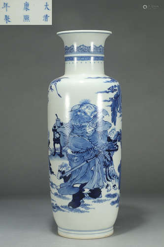 A BLUE&WHITE GLAZE VASE PAINTED WITH STORY