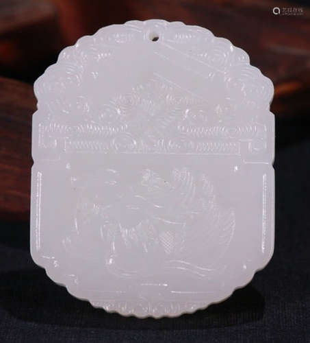 A HETIAN JADE TABLET CARVED WITH DUCK