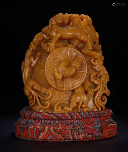 A TIANHUANG STONE SEAL CARVED WITH BEAST