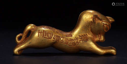 A GILT BRONZE TIGER TALLY