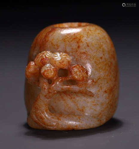 A HETIAN JADE BRUSH WASHER CARVED WITH FLOWER