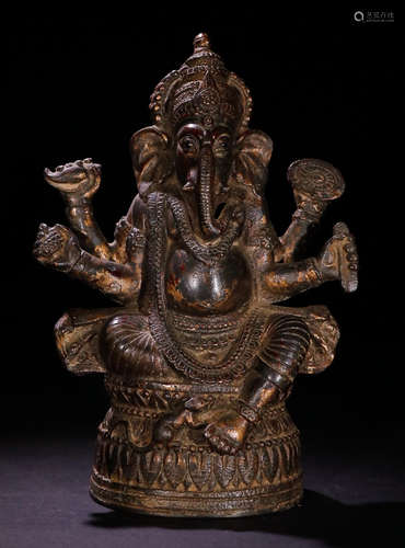 A COPPER GANESHA BUDDHA STATUE