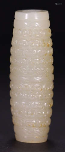 A HETIAN JADE PENDANT CARVED WITH BEAST PATTERN