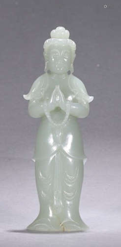 A HETIAN JADE GUANYIN BUDDHA PENDANT