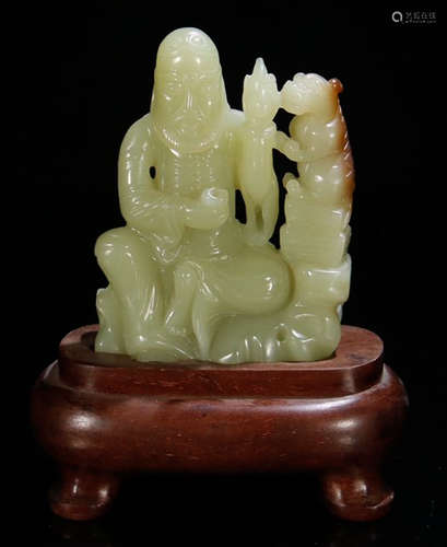 A HETIAN YELLOW JADE BODHIDHARMA BUDDHA PENDANT