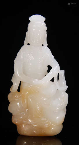 A HETIAN JADE GUANYIN BUDDHA PENDANT