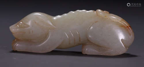 A HETIAN JADE DOG PENDANT