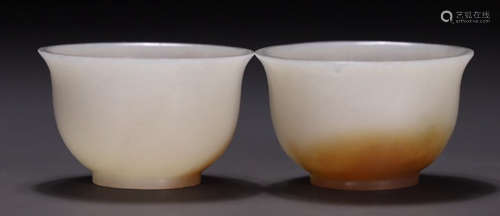 PAIR OF HETIAN JADE CUP