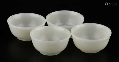 SET OF HETIAN WHITE JADE CUP