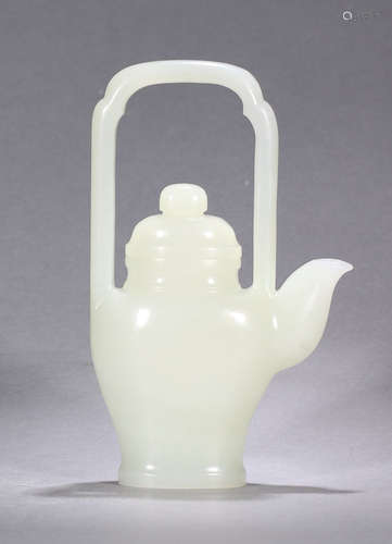 A HETIAN JADE POT WITH HANDLE