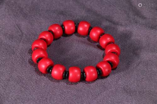 A Red Sherpa Glass Bead Bracelet