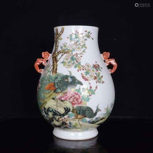 A Porcelain Enameled Zun Vase With Mark