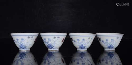 Set Of Porcelain Doucai Cups