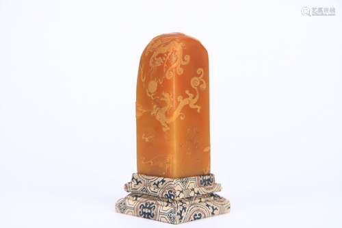 A Tianhuang Stone Dragon&Phoenix Seal