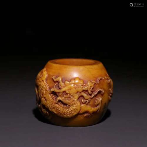 A Tianhuang Stone Dragon Pattern Thumb Ring